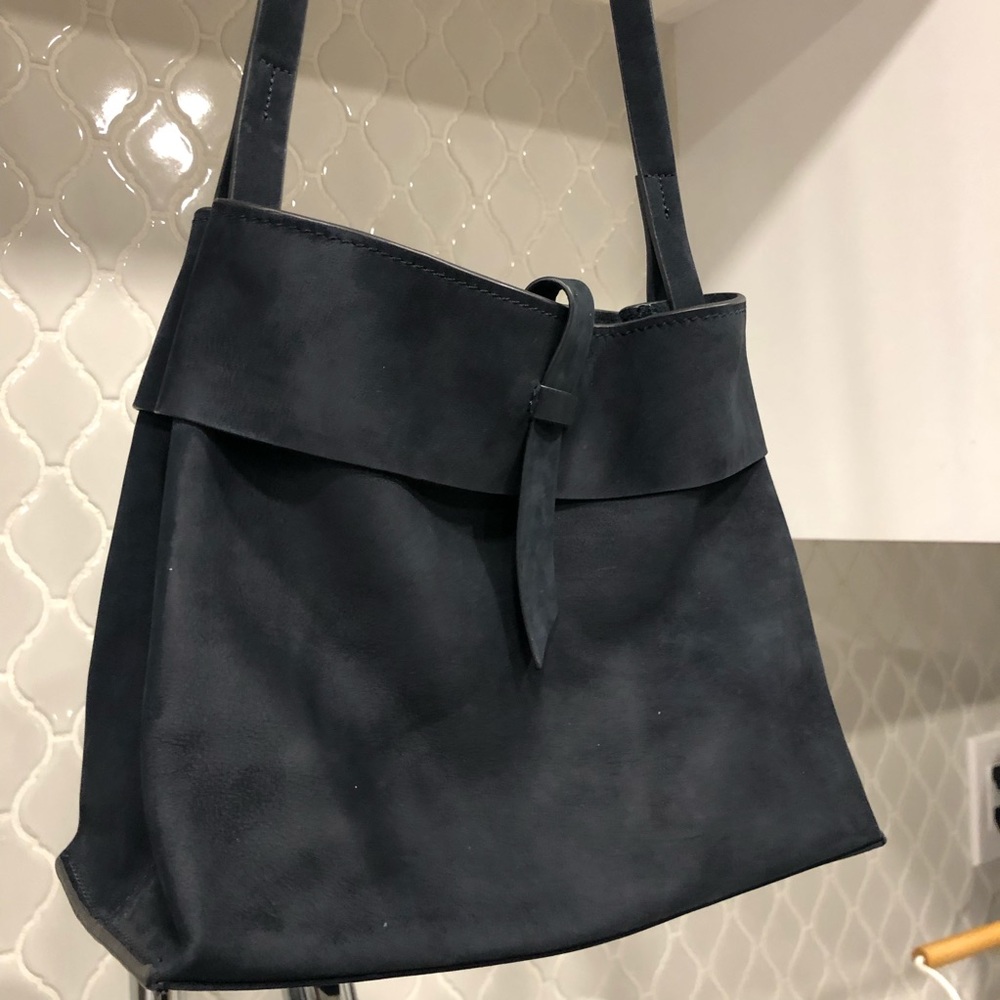 Oliver Bonas suede leather bag - navy